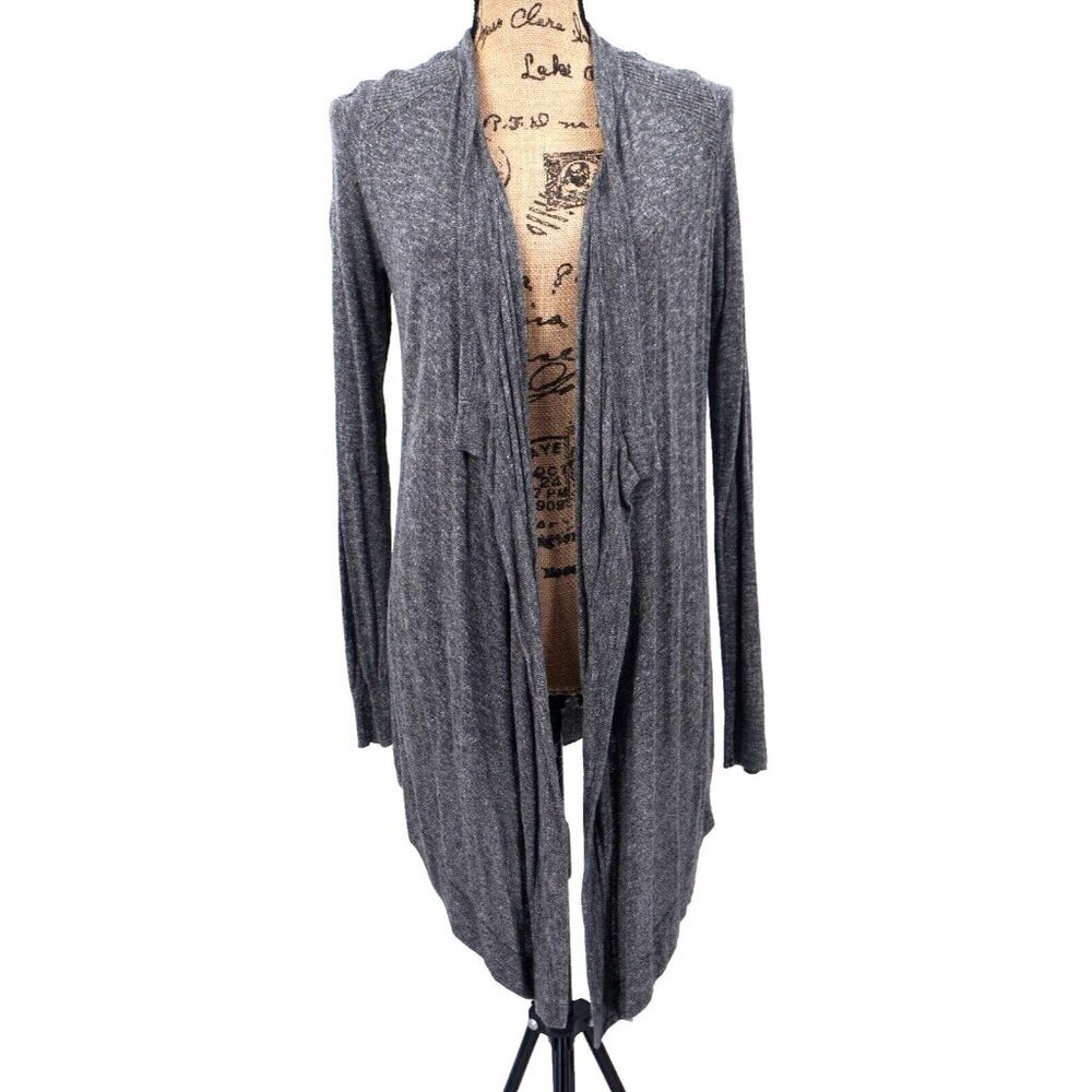 Vince Cardigan Women S Gray Long Sleeve Open Drape Front Lightweight Linen Blend